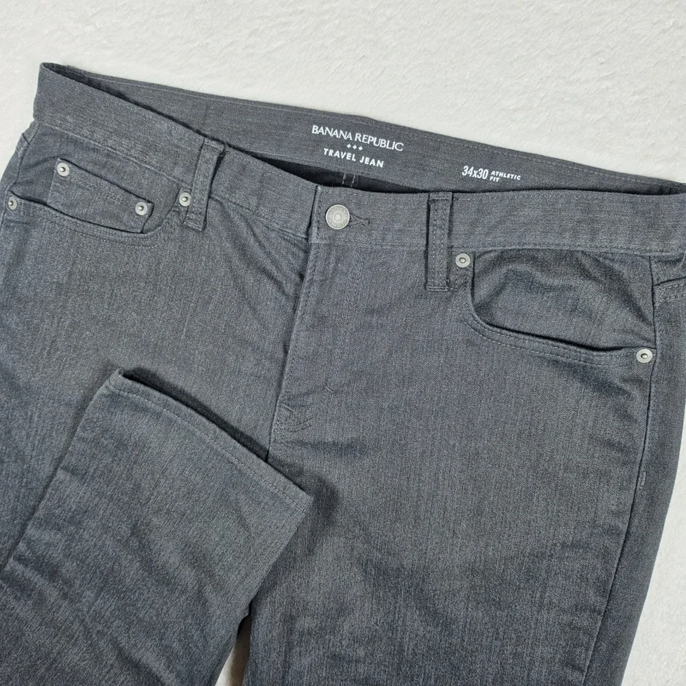NEW Banana Republic Travel Jean Mens 34x30 Charcoal Heat Athletic Fit Stretch
